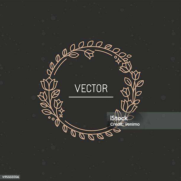 Vector Wreath Made With Branches Leaves And Flowers Stock Illustration - Download Image Now