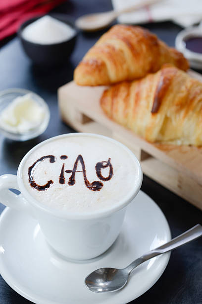śniadanie cappuccino design-ciao - ciao zdjęcia i obrazy z banku zdjęć