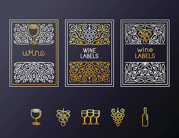 illustrazioni stock, clip art, cartoni animati e icone di tendenza di imballaggio modello di design vino - red grape