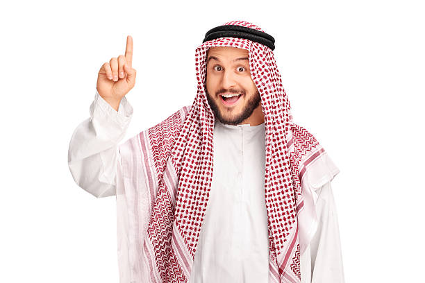 istock Young male Arab pointing up with his finger 495557480