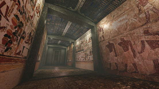 Tumba con viejos wallpaintings en antiguo Egipto photo
