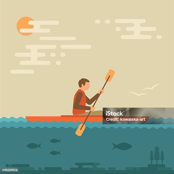 Kayaking Water Sport Stock Illustration - Download Image Now - Kayaking, Canoe, Canoeing