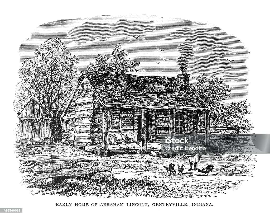 Early home of Abraham Lincoln Log Cabin stock illustration