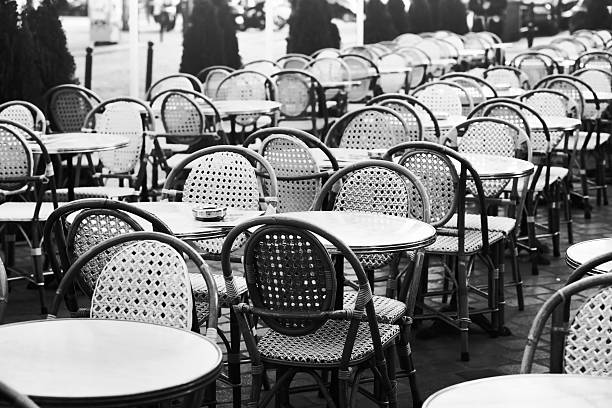 Chairs and tables outside in front of the restaurant