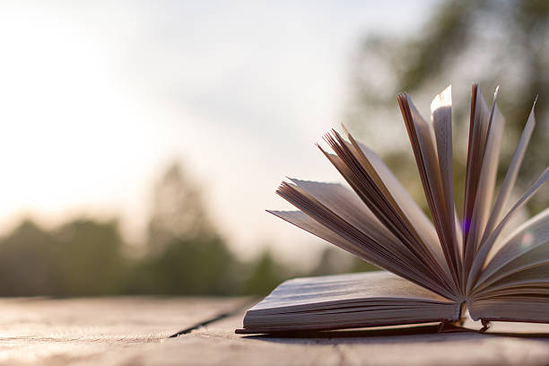 istock Open hardback book, Back to school. Copy Space. Education background 495560966