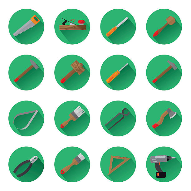 Icons Instruments. Icons Instruments. Flat icons with drop shadow. Sixteen different instruments. white background level hand tool white stock illustrations