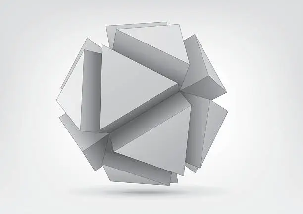 Vector illustration of polyhedron with triangular extruded faces