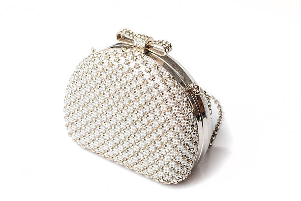 istock White clutch with diamonds on isolated white background 495563026