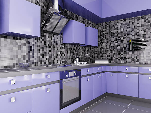 Purple coloured kitchen