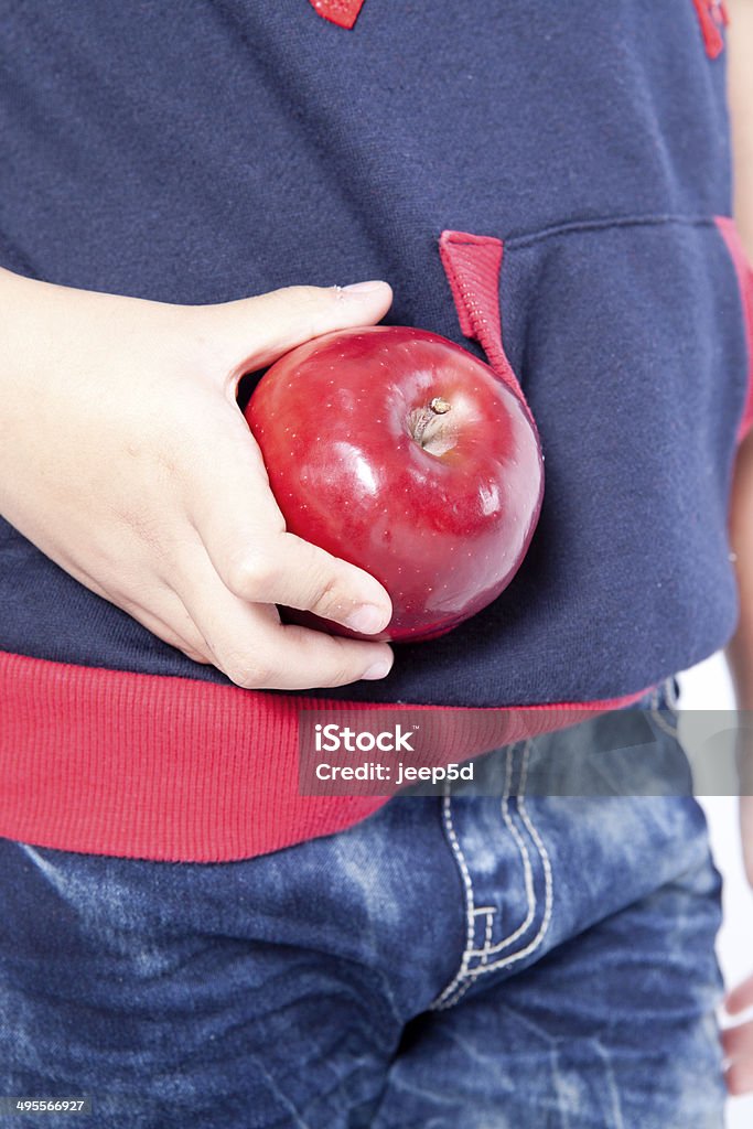 boy with apple in his hand Apple - Fruit Stock Photo