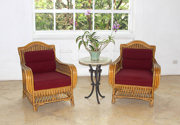 istock Beautiful rattan chair and table 495567823