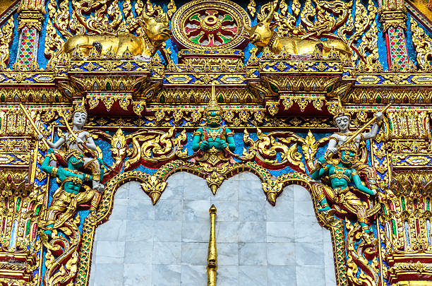 Temple in Bangkok Thailand with beautiful art. stock photo