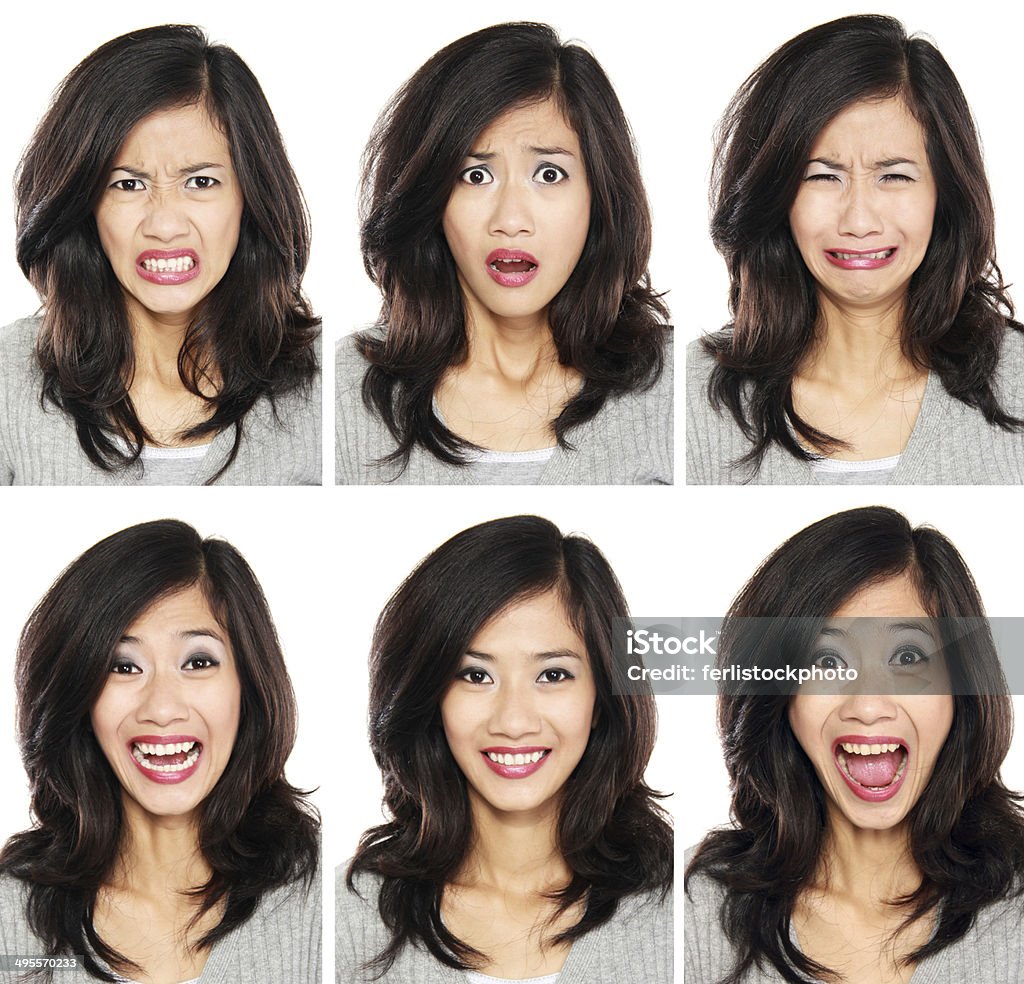 Mulher com expressões faciais diferentes - Royalty-free Expressão Facial Foto de stock