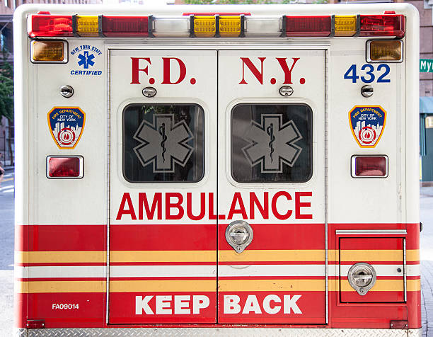 New York City ambulance rear view stock photo