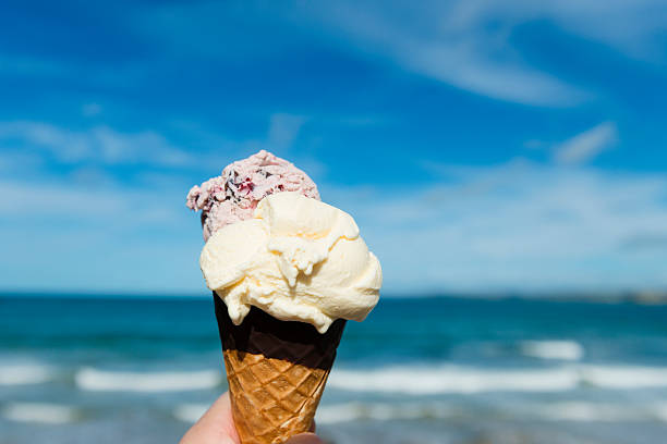 istock Large Ice Cream Cone overlooking Newquay Bay 495576372