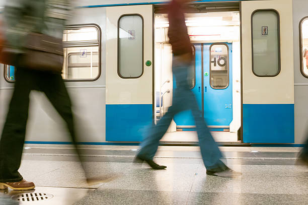 istock Train and passengers  in subway station 495577828