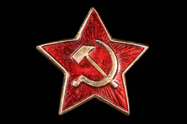 Soviet union hammer and sickle on black background