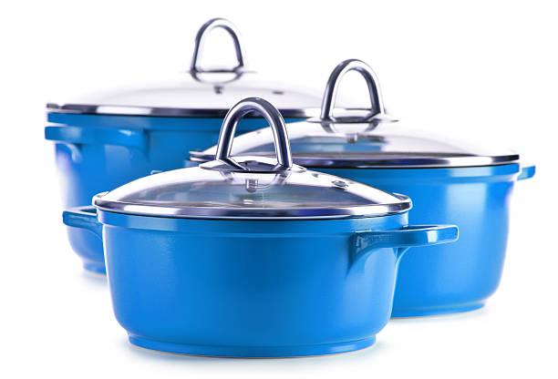 istock Steel pots isolated on white background 495579448