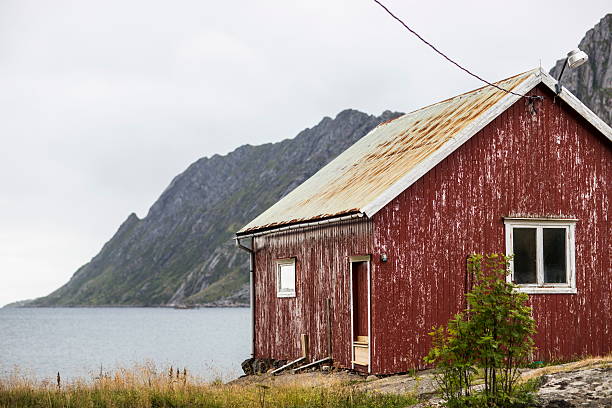 istock lofoten norway red house close 3 495579600