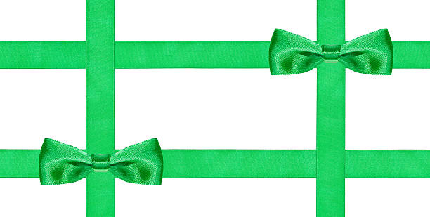 istock two big green bow knots on four silk ribbons 495581166