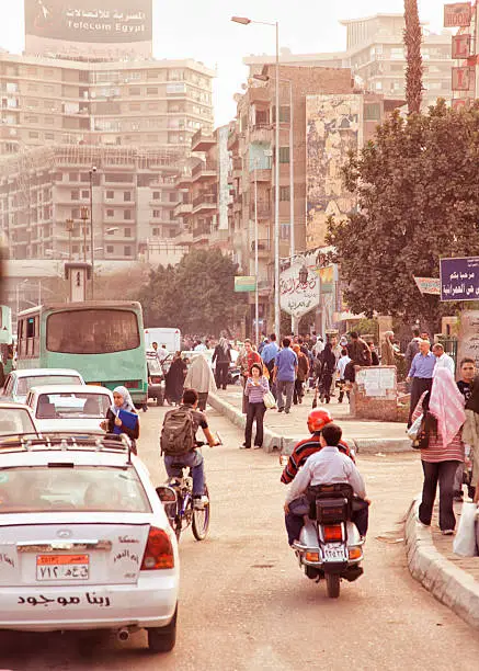 The busy streets of Cairo, Egypt.