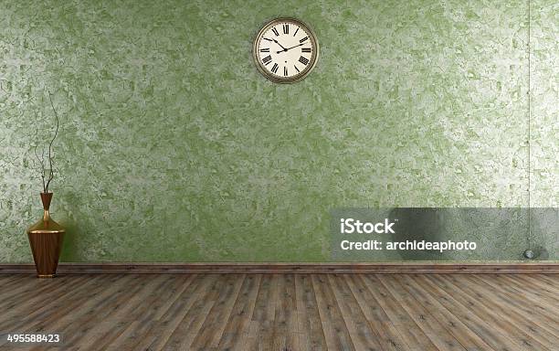 Vintage Room With Venetian Plaster Stock Photo - Download Image Now - Antique, Clock, Domestic Room