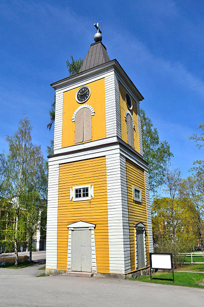 Finland. Old wooden bell-tower of the Lutheran Church in Heinola