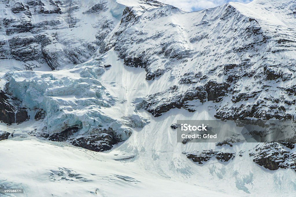 Bizarre Formations from Ice and Snow Icy Jungfraujoch in Swiss Alps: Adventure Stock Photo