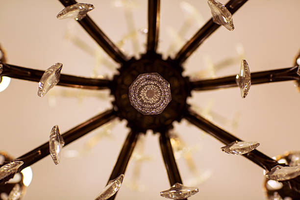 istock Brass chandelier with crystal. 495588818