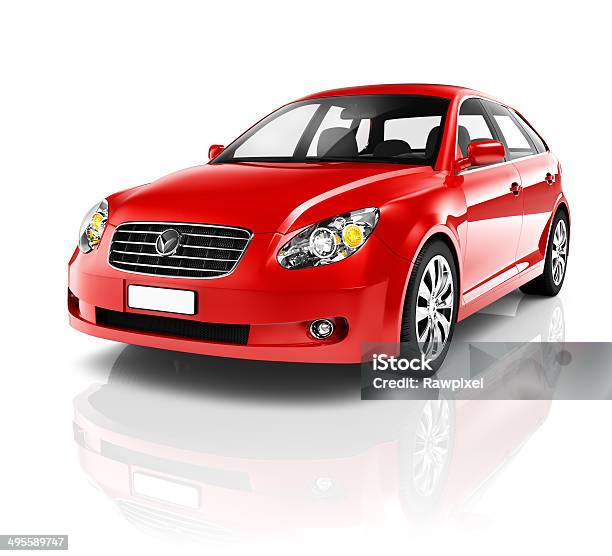 Czerwony Samochód Sedan - zdjęcia stockowe i więcej obrazów Samochód - Samochód, Trójwymiarowy, Czerwony