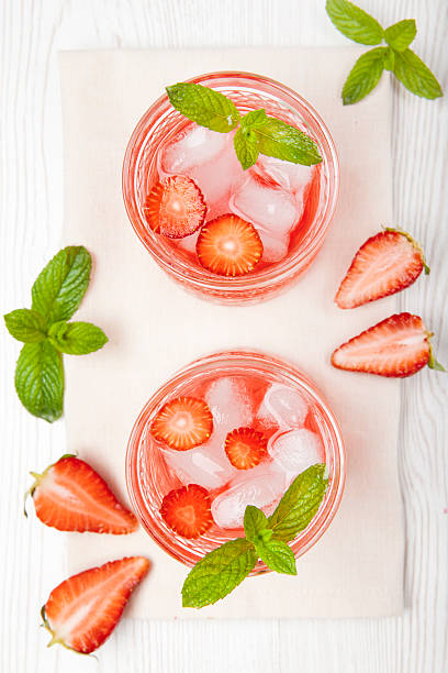 istock lemonade with strawberries &fresh mint and liqueur on white 495590333