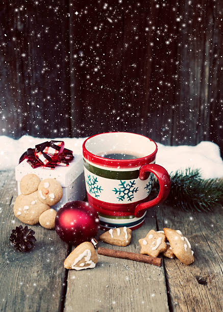 istock Mulled wine, gingerbread and Christmas decorations on vintage wo 495590896