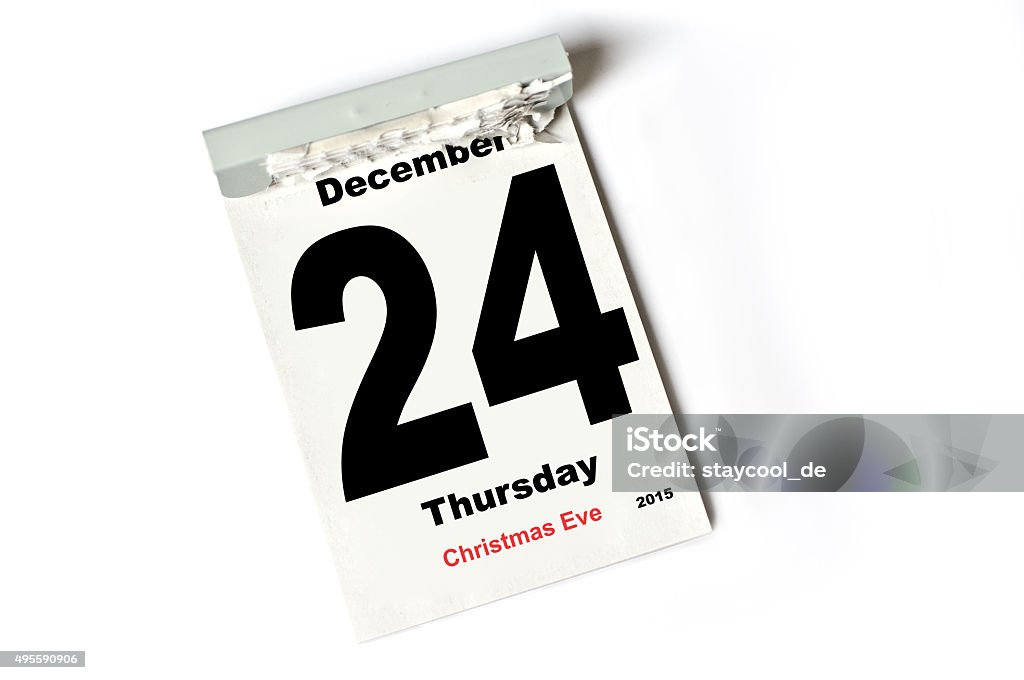 24. December 2015 Christmas Eve calendar sheet 20-24 Years Stock Photo