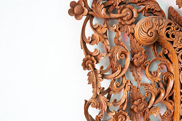 istock Carved flower line thai with soft light 495590968