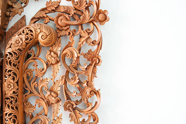 istock Carved flower line thai with soft light 495591486