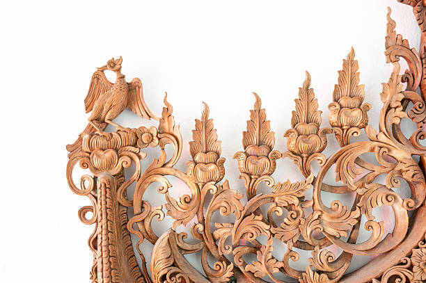 istock Carved flower line thai with soft light 495592078