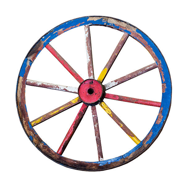 istock The Old wooden wheel on a white background 495594892