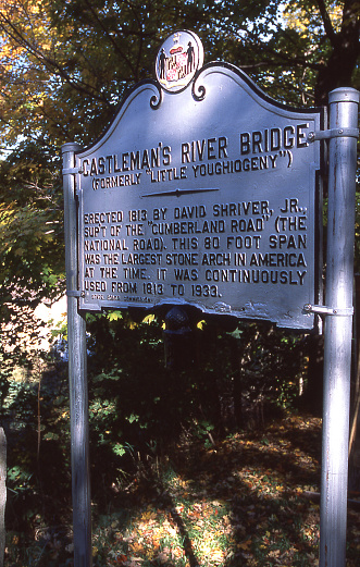 Historic marker at Casselman River Bridge State Park Grantsville Maryland
