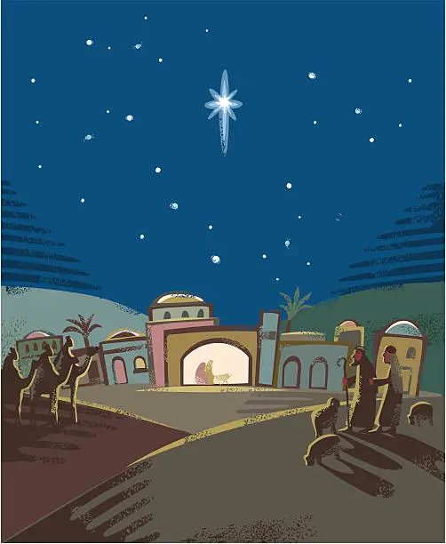 Vector illustration of Festive Nativity scene