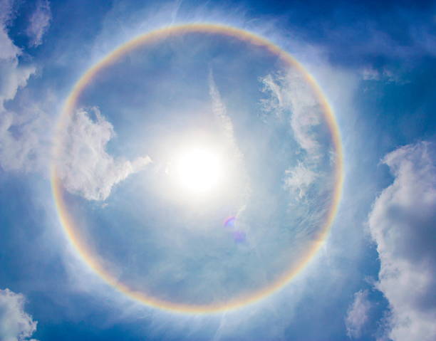 istock Beautiful Sun halo on blue background 495599914