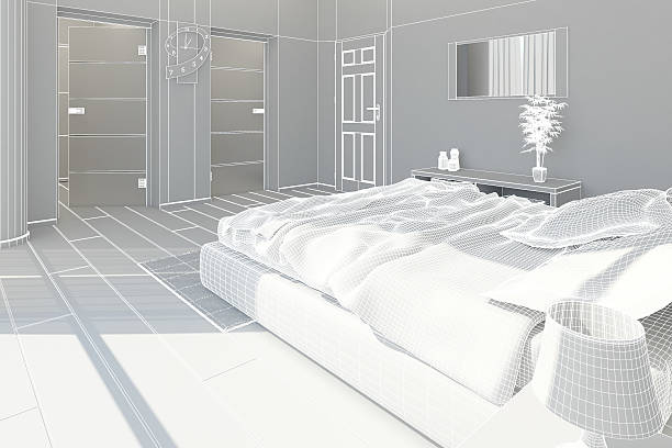 istock 3D Interior rendering of a modern bedroom 495600092