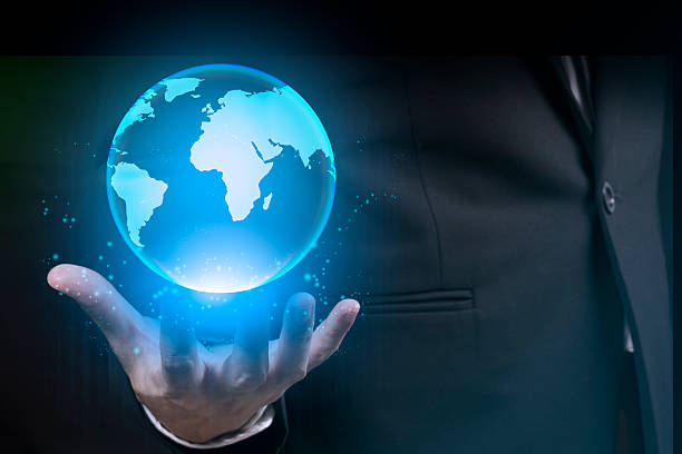 istock Hand of Businessman control virtual world hightech concept 495600316