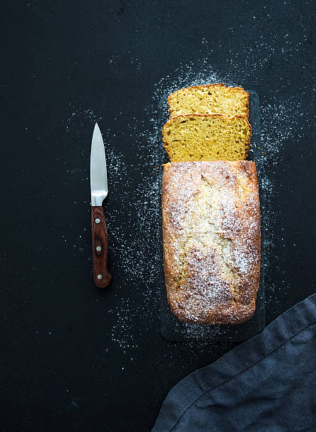 istock Lemon pound cake with sugar powder cut into pieces on 495600478