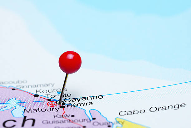 istock Cayenne pinned on a map of America 495600768