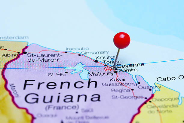 istock Cayenne pinned on a map of America 495600886