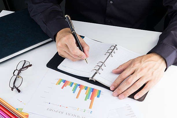 istock Man Analysis Business and financial report. 495602046