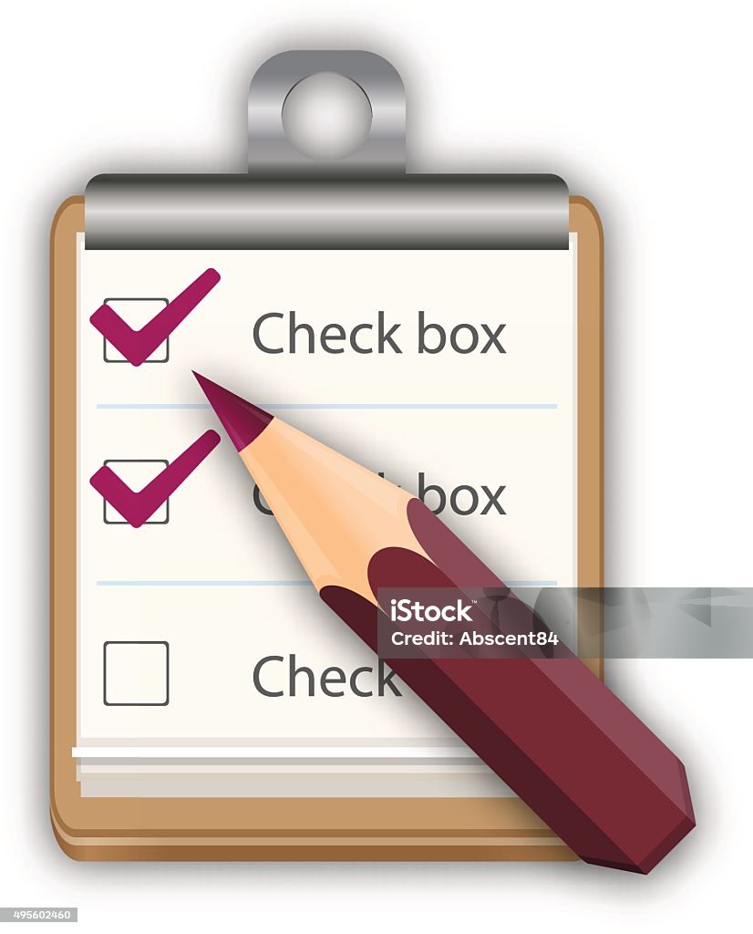 Notepad With Checkboxes Pencil And Notepad Checkboxes Stock Illustration - Download Image Now ...
