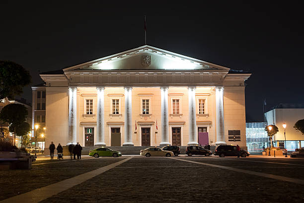 Vilnius, Lithuania - October 17, 2015: City Hall of Vilnius (Lithuania) in the autumn night