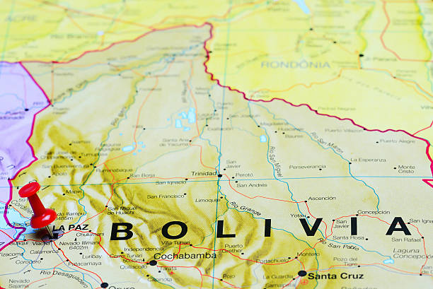 istock La Paz pinned on a map of America 495602784