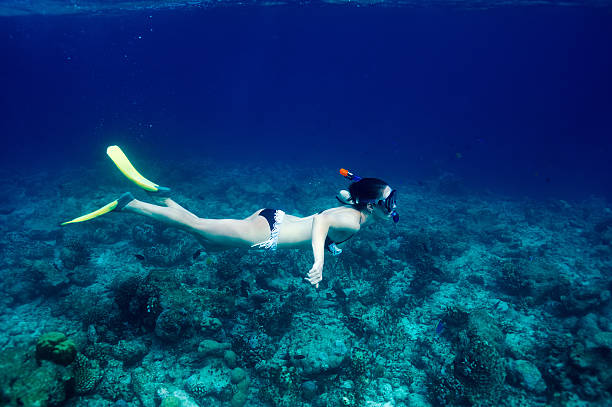 istock Woman with mask snorkeling 495602823